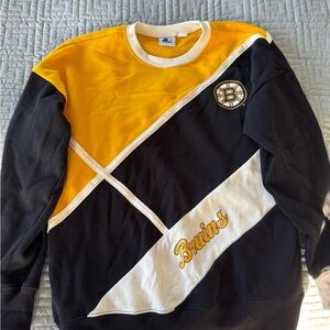 STARTER Black and Yellow Crewneck Sweater Boston Bruins